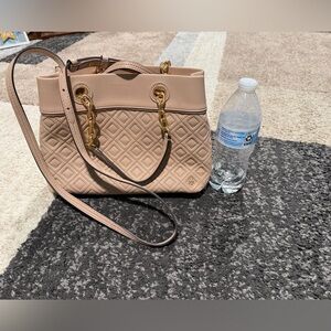 Tory Burch Beige Quilted Shoulder Bag